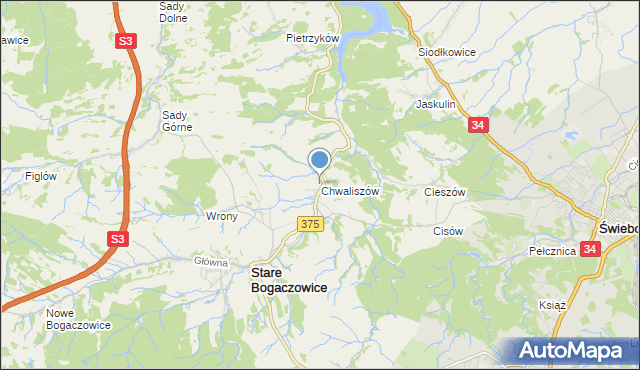 mapa Chwaliszów, Chwaliszów na mapie Targeo